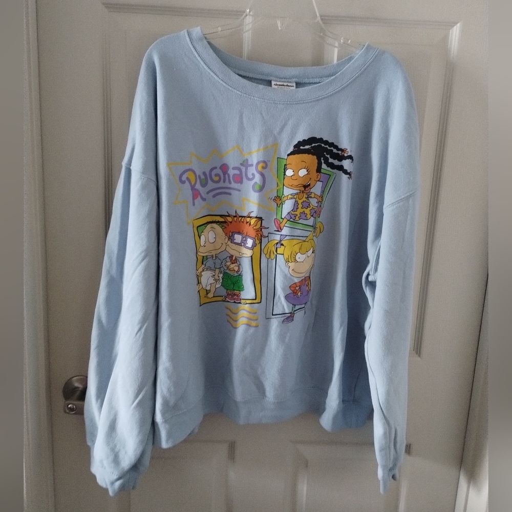 Rugrats Nickelodeon Light Blue Sweatshirt Juniors Size XXXL